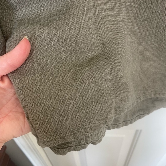 Vintage CHICOS DESIGN olive green linen peal button down shirt size 3 | XL - Picture 8 of 11